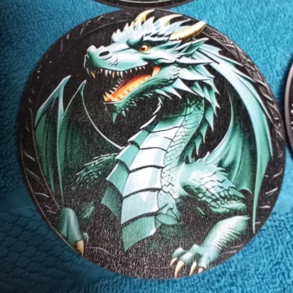 Dragon-Themed Reptile Coaster Decor Set Of 6 - Multicolor - Picture 6 of 8